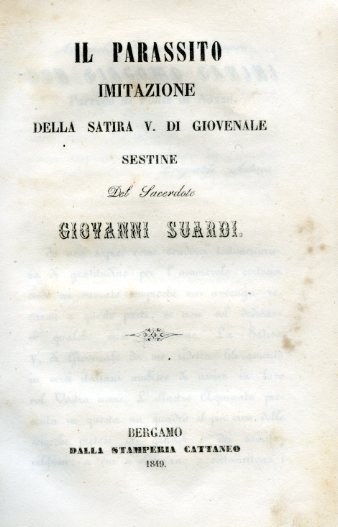 Il Parassito. Imitazione della Satira V di Giovenale. Sestine