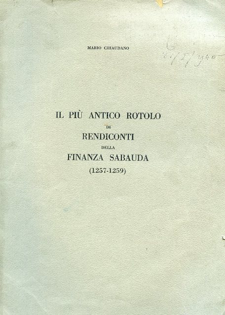 Il più antico rotolo di rendiconti della finanza sabauda (1257 …