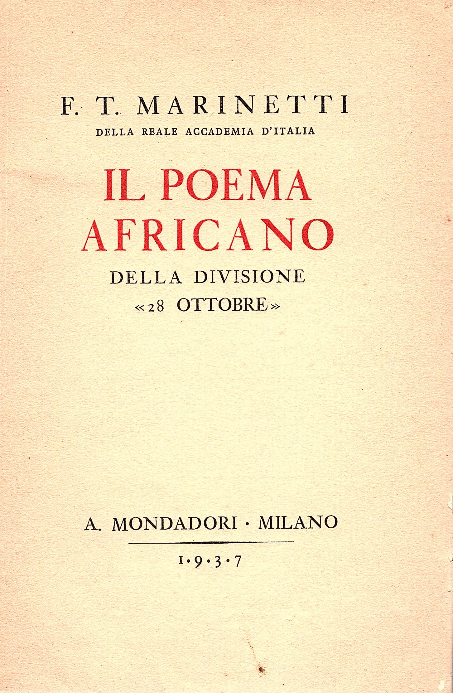 Il Poema Africano della Divisione '28 Ottobre'
