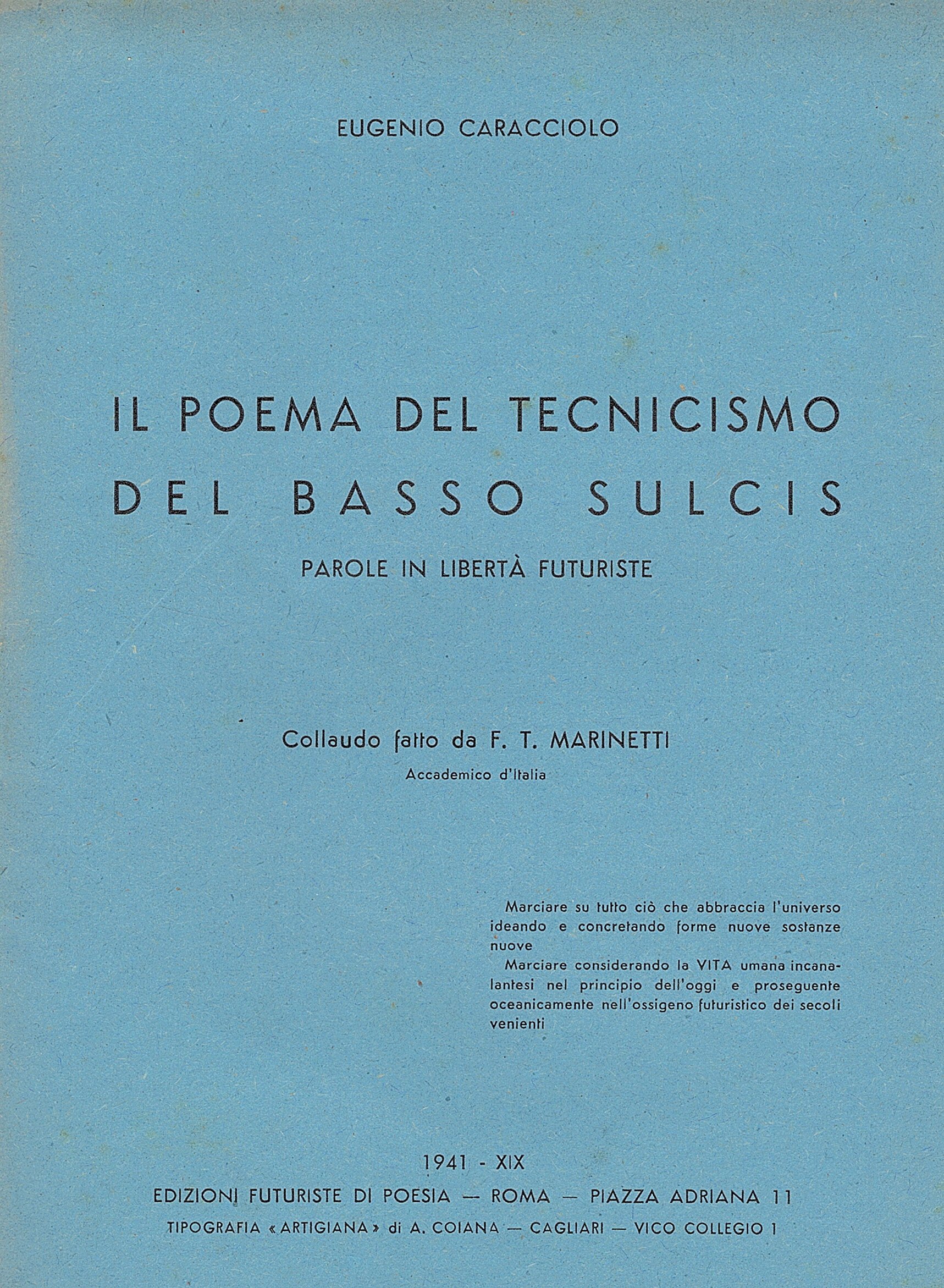 Il poema del tecnicismo del basso Sulcis. Parole in libertà …