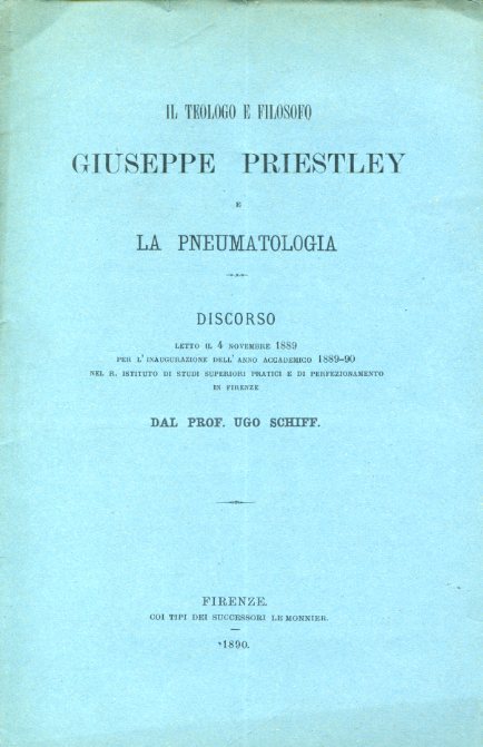 Il teologo e filosofo Giuseppe Priestley e la pneumatologia. Discorso …