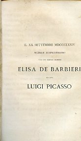 Il XX Settembre MDCCCLXXIV nuziale auspicatissimo per gli egregi signori …