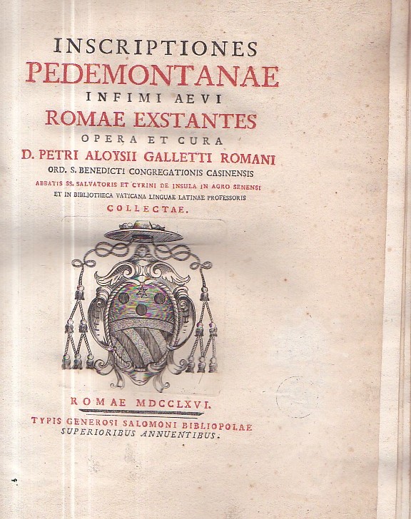 Inscriptiones Pedemontanae infimi aevi Romae exstantes. collectae