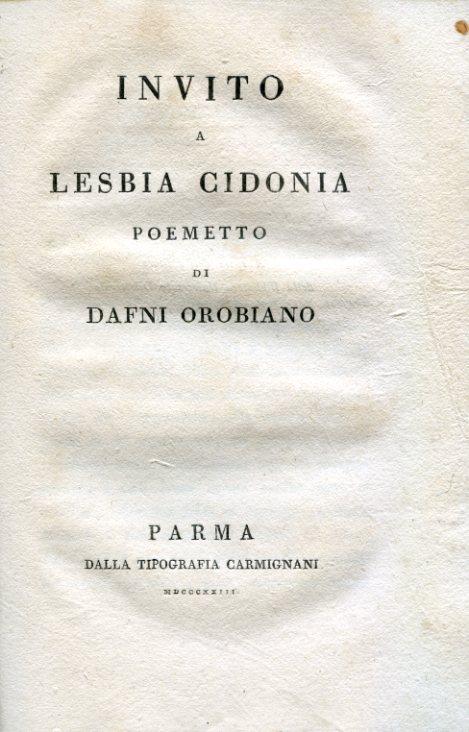 Invito a Lesbia Cidonia. Poemetto di Dafni Orobiano