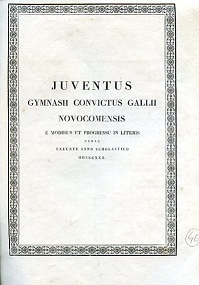 Juventus Gymnasii Convictus Gallii Novocomensis e moribus et progressu in …