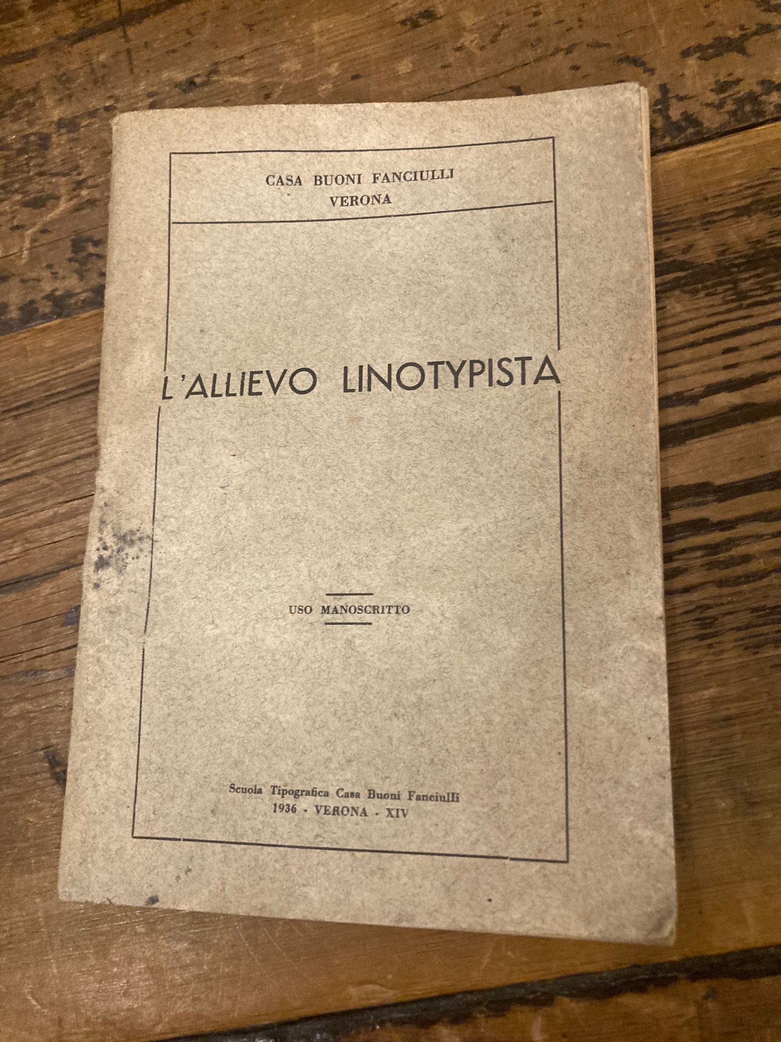 L' allievo linotypista. Uso manoscritto