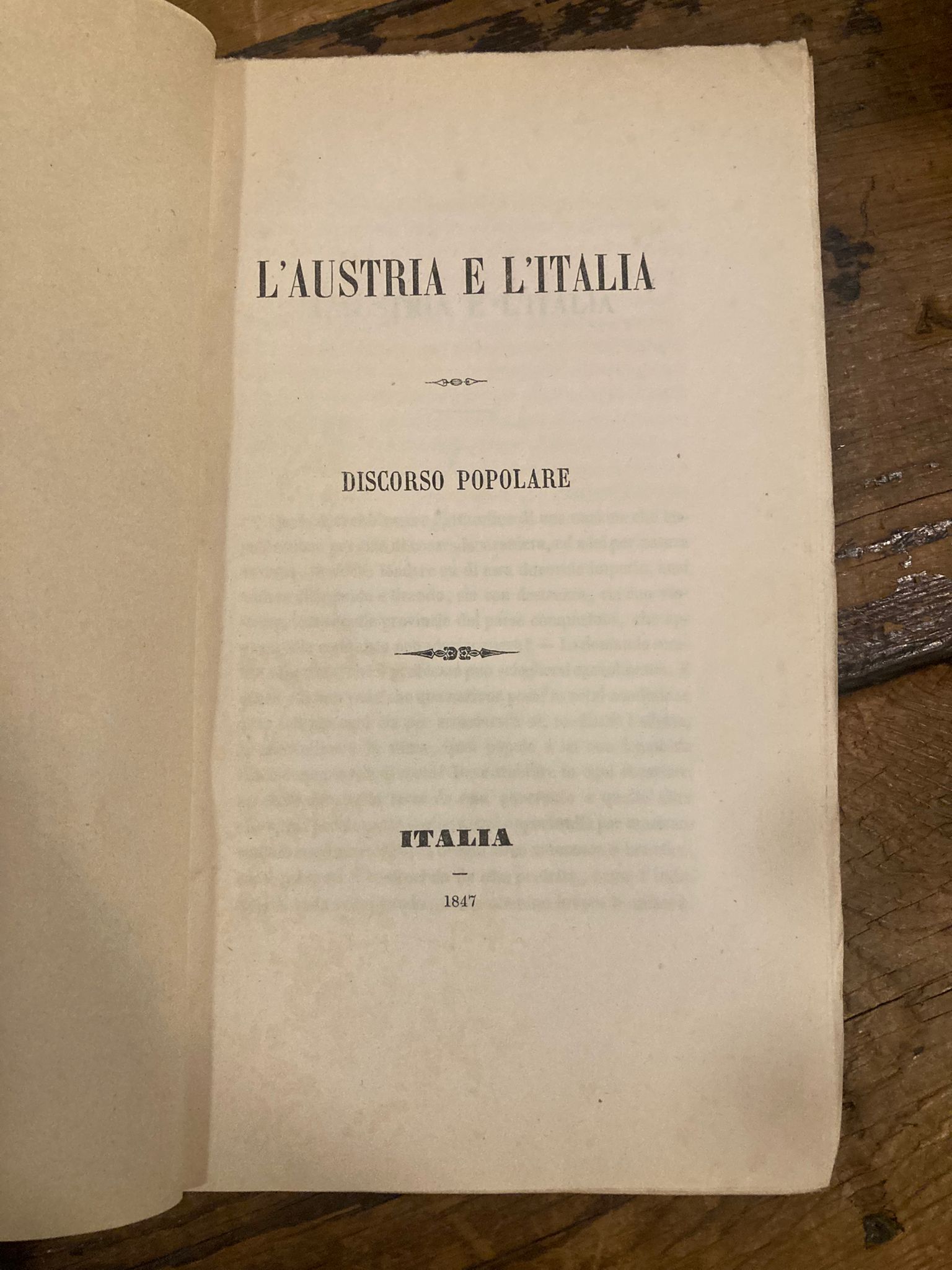 L' Austria e l' Italia. Discorso popolare