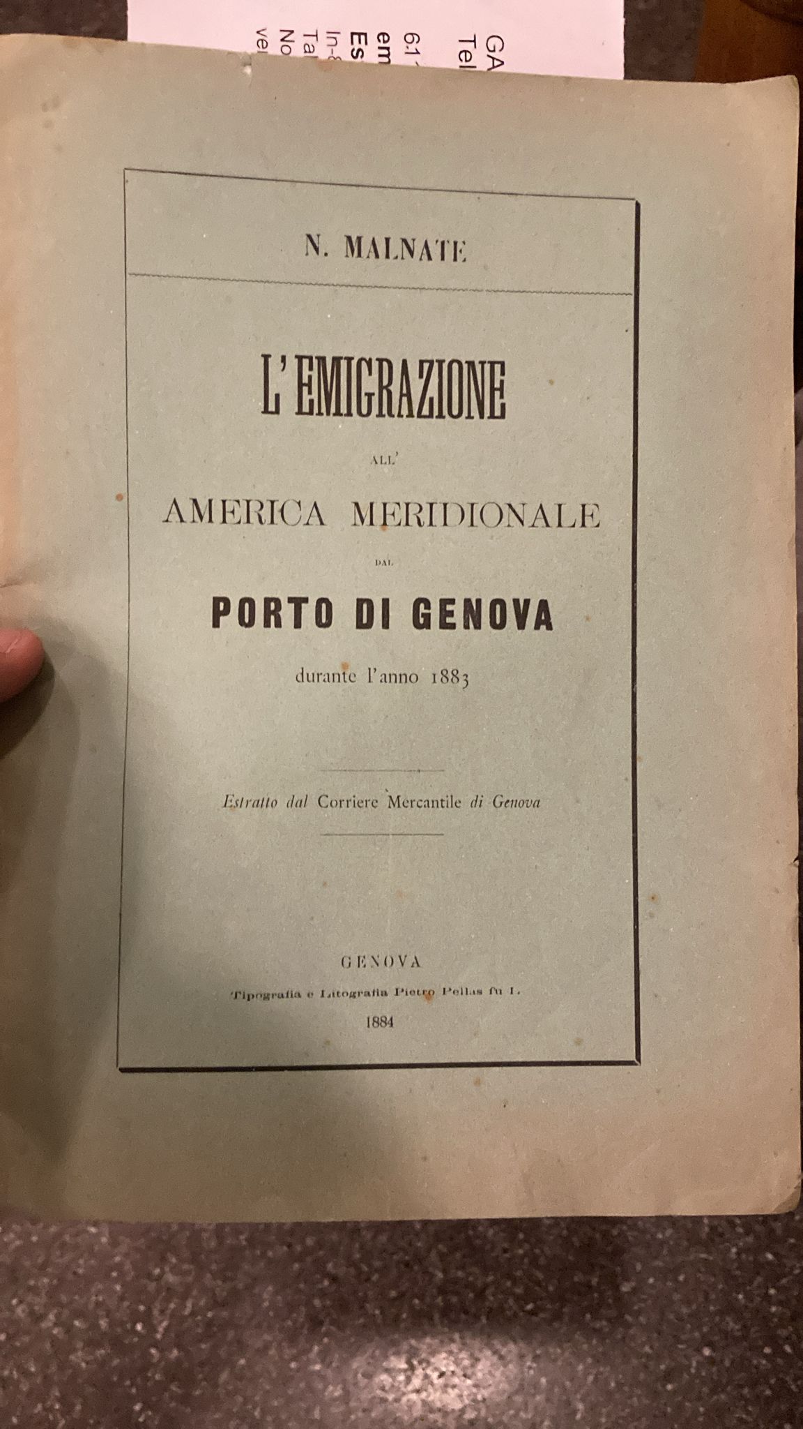 L' emigrazione all' America meridionale dal Porto di Genova durante …