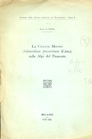 La Civetta Minore (Glaucidium passerinum (Linn.) nelle Alpi del Piemonte