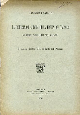 La composizione chimica della pianta del tabacco nei diversi periodi …