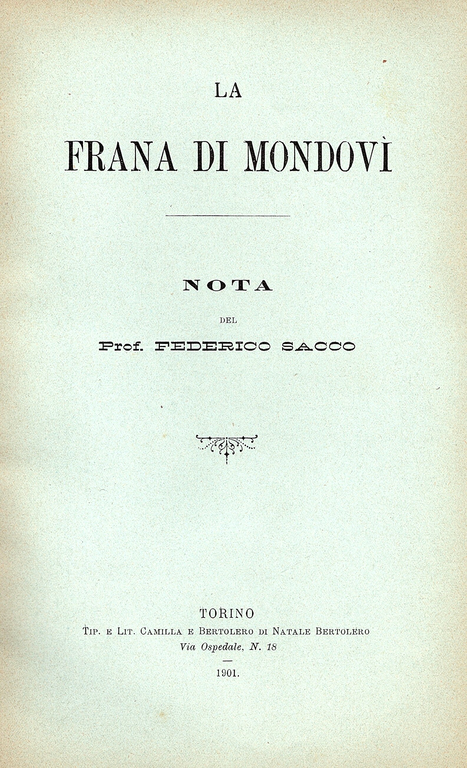 La frana di Mondovì. Nota