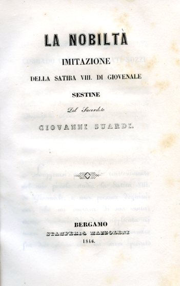 La Nobiltà. Imitazione della Satira VIII di Giovenale