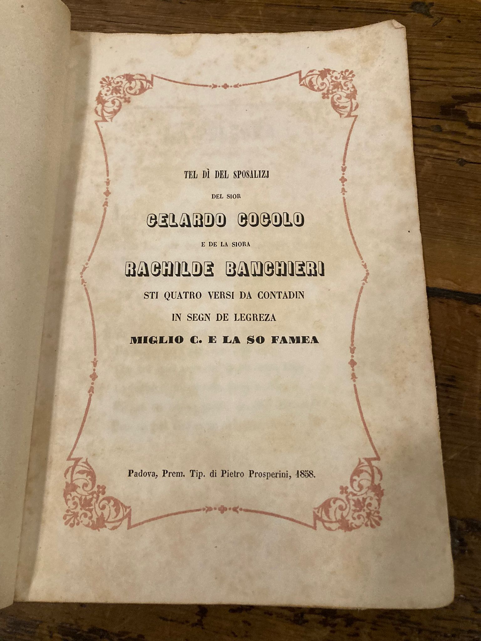 La Polenta. Tel dì del sposalizj del sior Gelardo Cogolo …