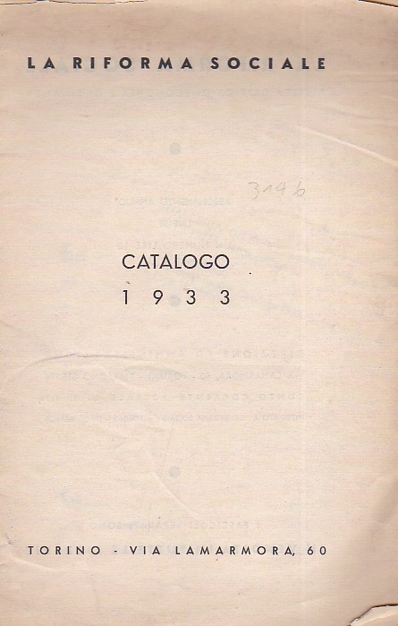 La Riforma sociale. Catalogo 1933