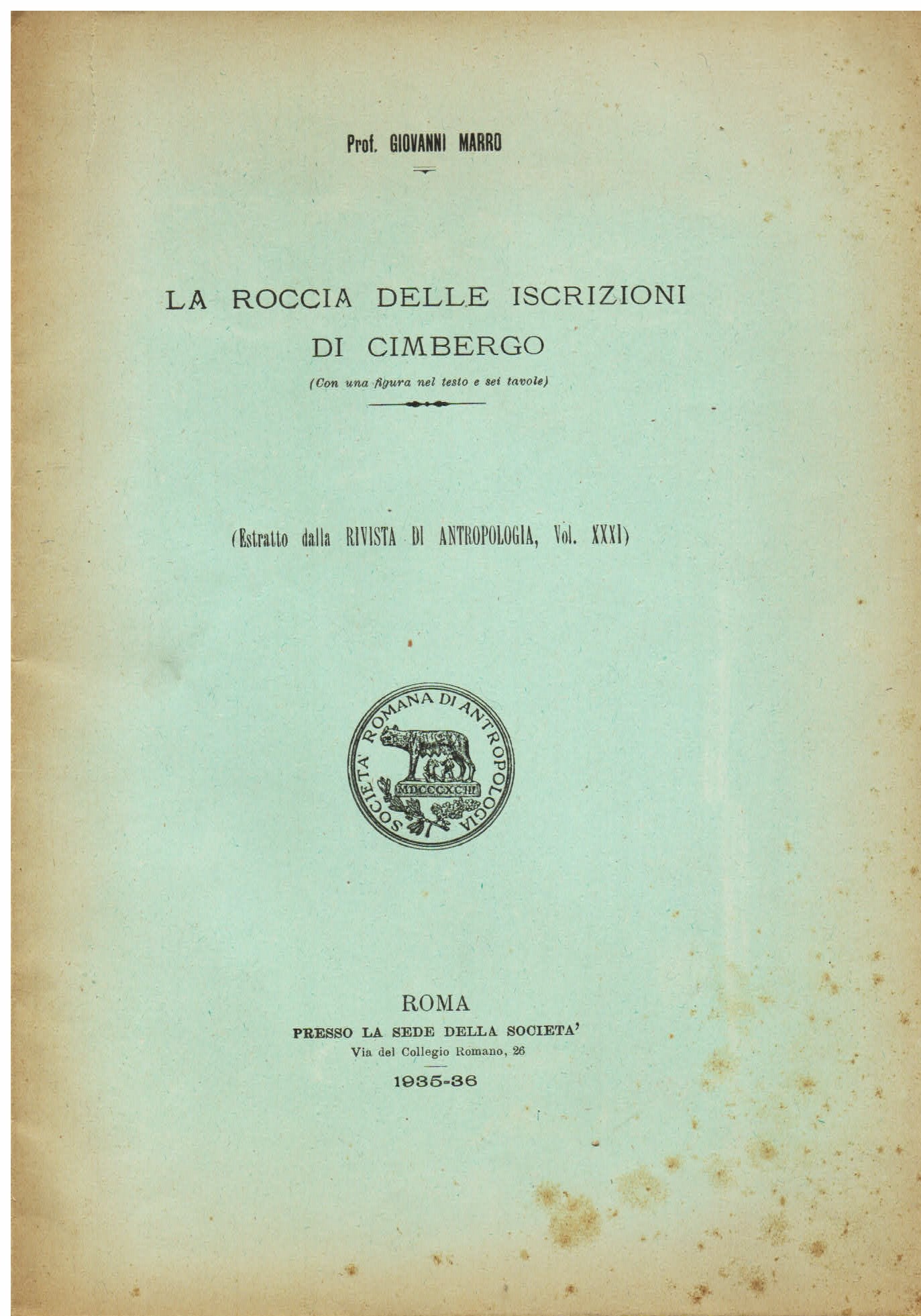 La roccia delle iscrizioni di Cimbergo (estratto dalla Rivista di …