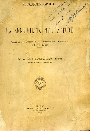 La sensibilità nell'attore. Prefazione ad una traduzione del 'Paradoxe sur …