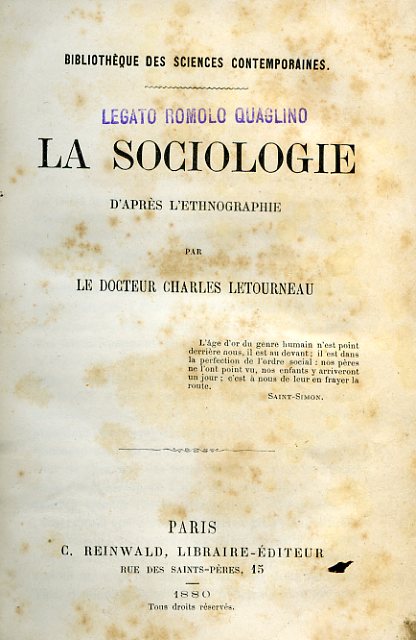 La Sociologie d'après l'Ethnographie
