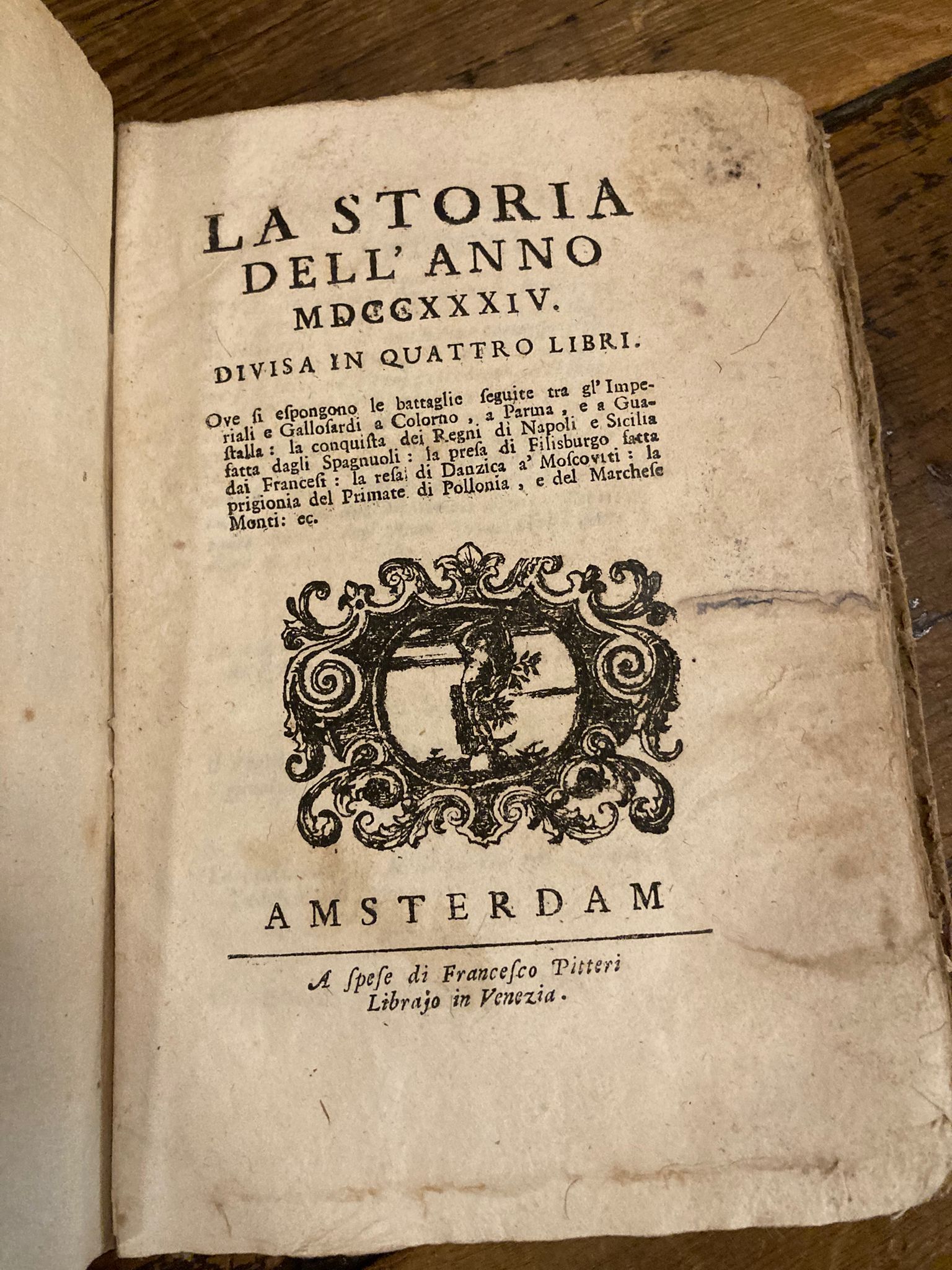 La storia dell' anno 1734. Divisa in quattro libri.