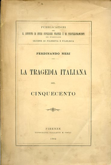 La tragedia italiana del Cinquecento