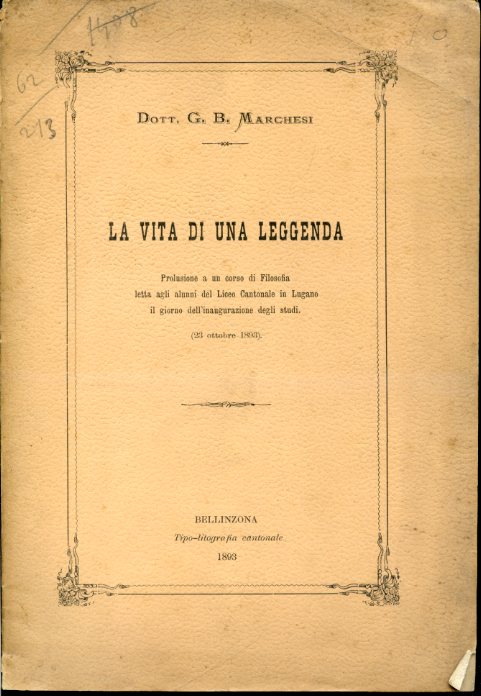 La vita di una leggenda. Prolusione a un corso di …