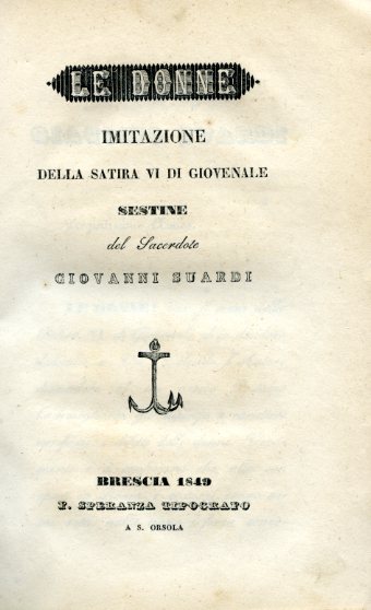 Le Donne. Imitazione della Satira VI di Giovenale. Sestine