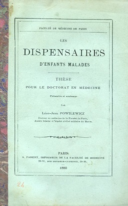 Les dispensaires d'enfants malades. Thèse pour le doctorat en médecine …