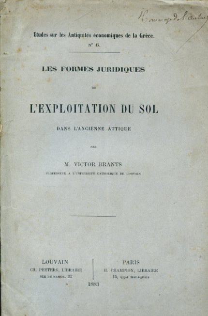 Les formes juridiques de l'exploitation du sol dans l'ancienne Attique