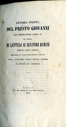 Lettera inedita del Presto Giovanni all'Imperatore Carlo IV ed altra …