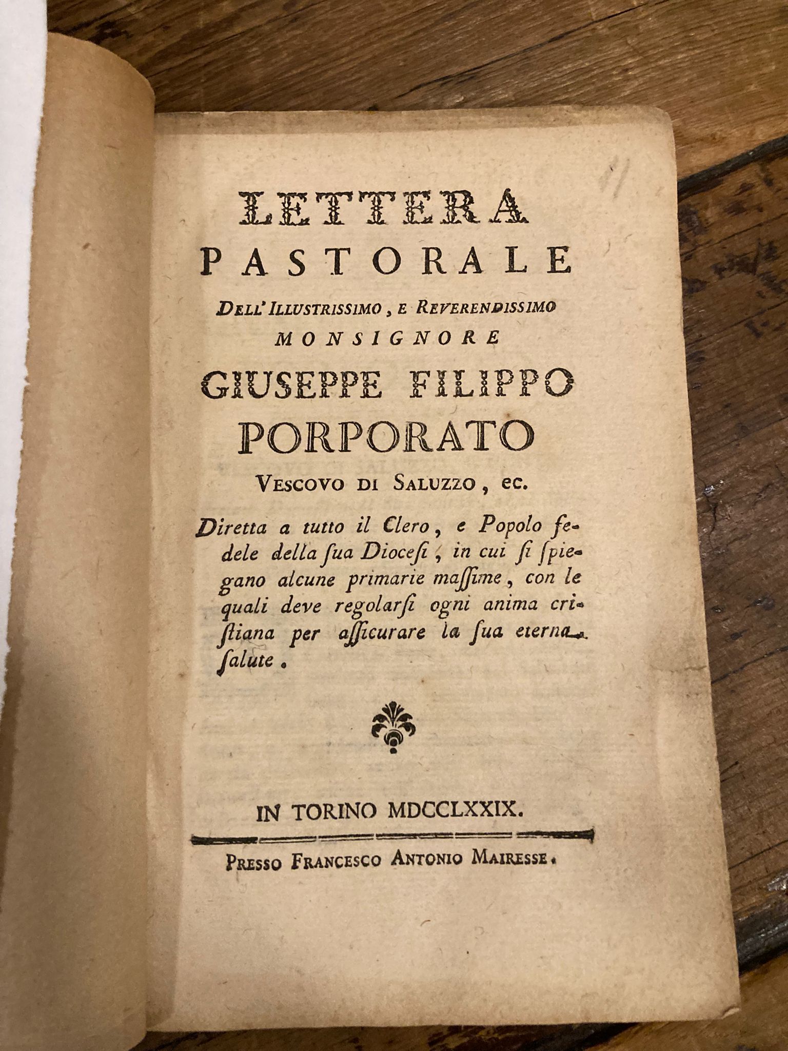 Lettera pastorale dell' Illustrissimo e Reverendissimo Monsignore Giuseppe Filippo Porporato …