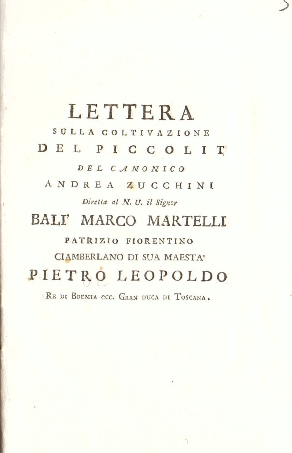 Lettera sulla coltivazione del Piccolit diretta al N. U. il …