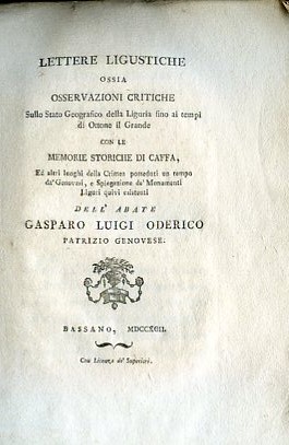 Lettere Ligustiche ossia osservazioni critiche sullo Stato Geografico della Liguria …