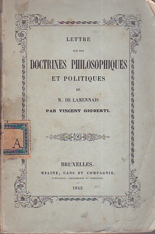 Lettre sur les Doctrines Philosophiques et Politiques de M. De …