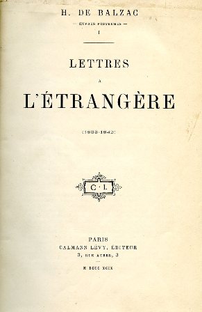Lettres a l'étrangère (1833 - 1842)