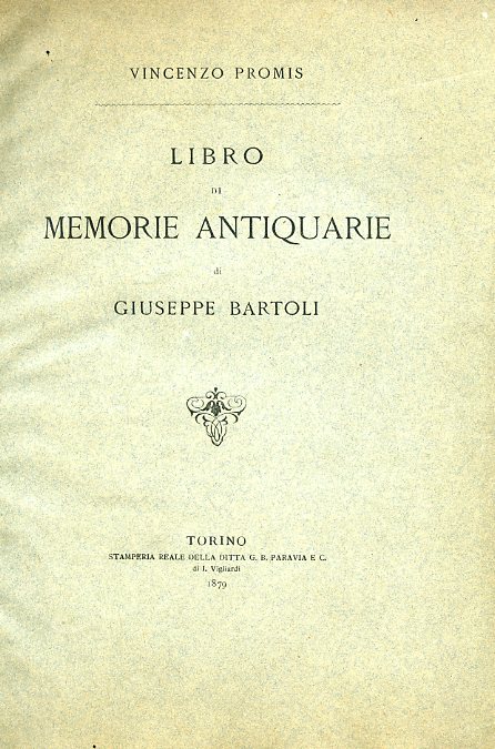 Libro di memorie antiquarie di Giuseppe Bartoli