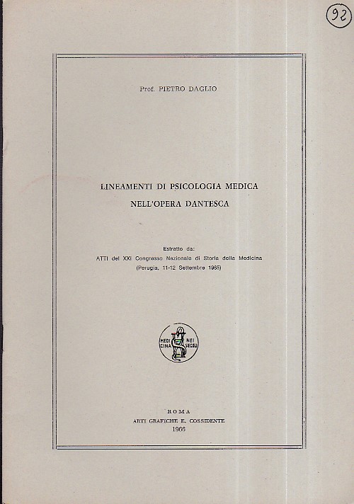 Lineamenti di psicologia medica nell'opera dantesca. Estratto da: Atti del …