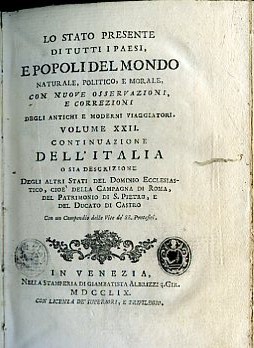 Lo Stato presente di tutti i Paesi, e Popoli del …