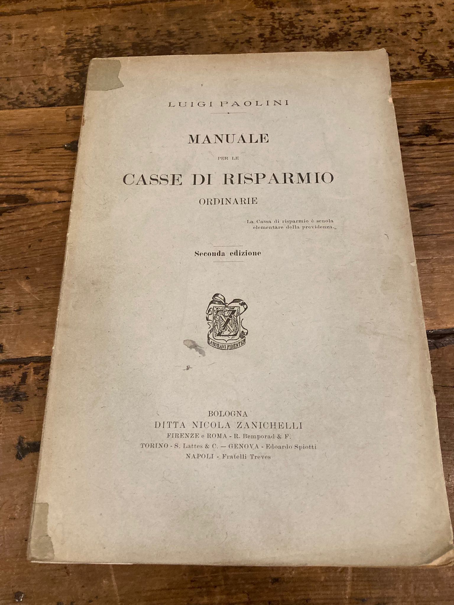 Manuale per le Casse di Risparmio ordinarie. Seconda edizione