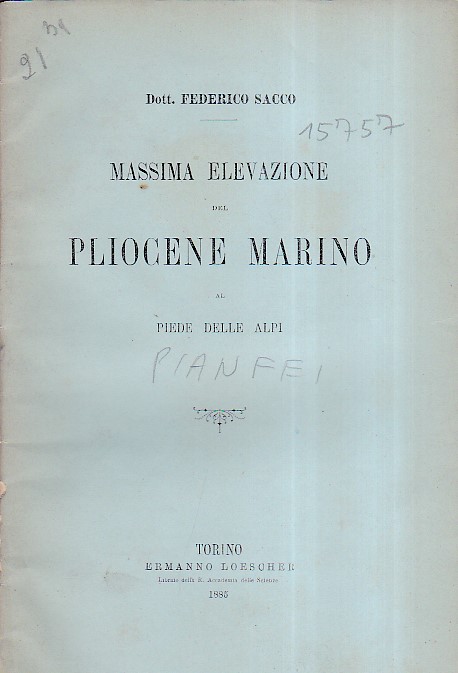 Massima elevazione del Pliocene marino al piede delle Alpi