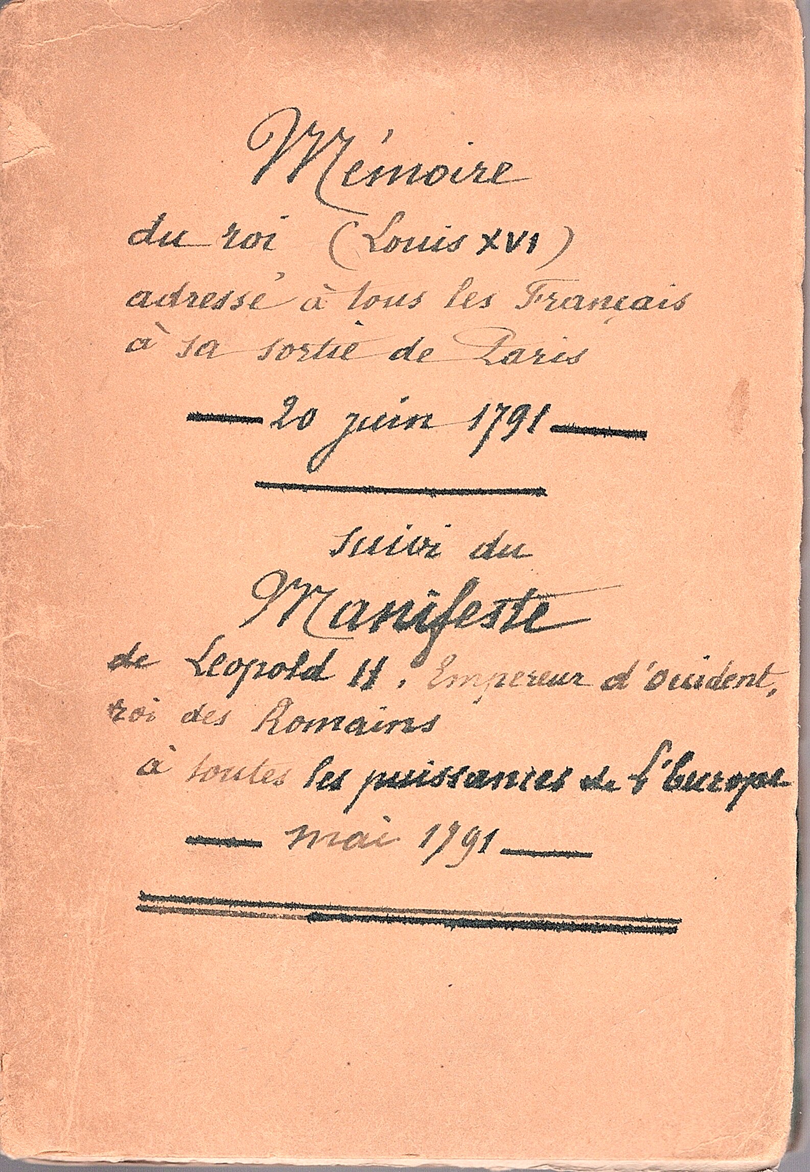 Mémoire du Roi, adressé à tous les François, à sa …
