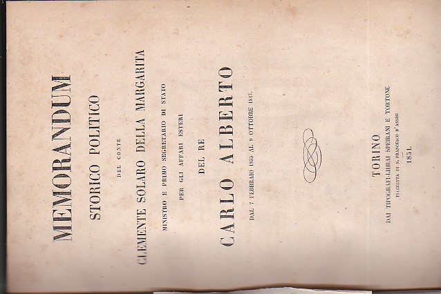 Memorandum Storico Politico - Appendice al Memorandum Storico Politico in …