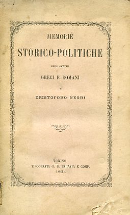 Memorie storico - politiche sugli antichi Greci e Romani