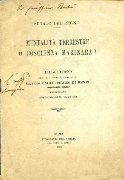 Mentalità terrestre o coscienza marinara ? Discorso pronunciato nella tornata …