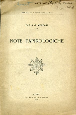 Note papirologiche. Biblica, vol. I (1920) p. 270 - 271, …