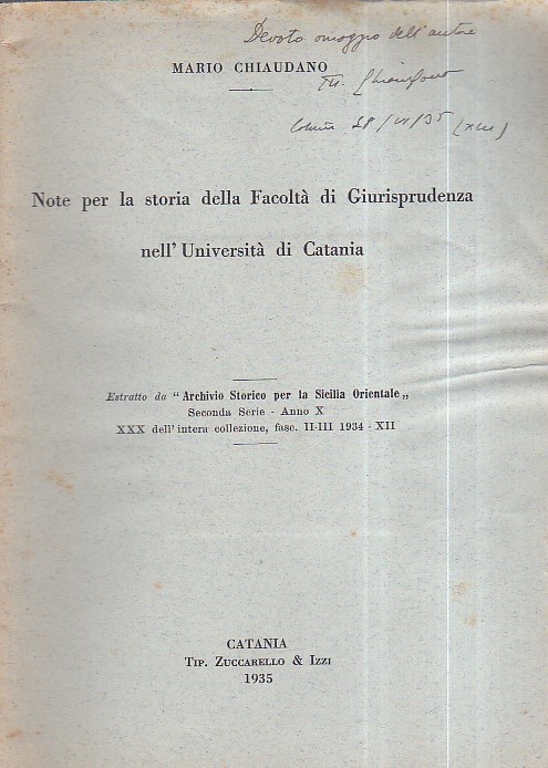 Note per la storia della Facoltà di Giurisprudenza nell'Università di …