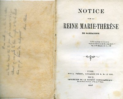 Notice sur la Reine Marie - Thérèse de Sardaigne