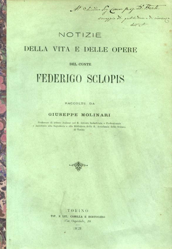 Notizie della vita e delle opere del Conte Federigo Sclopis …