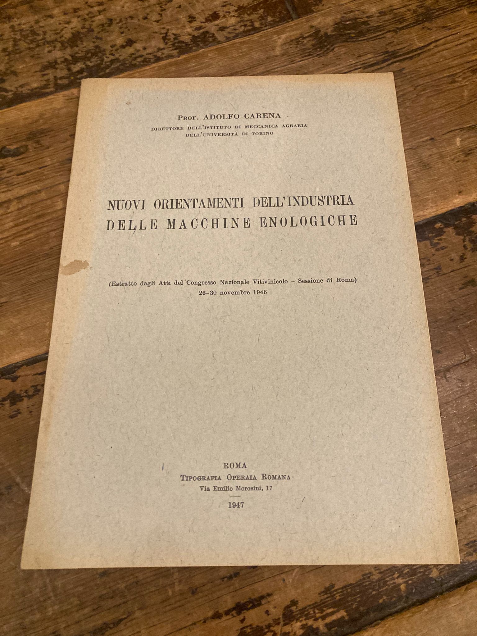 Nuovi orientamenti dell' industria delle macchine enologiche (Estratto dagli Atti …