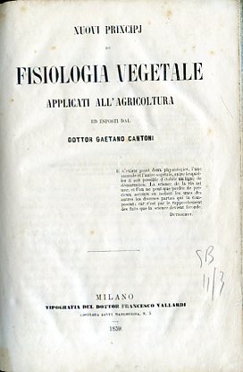 Nuovi principj di fisiologia vegetale applicati all'agricoltura