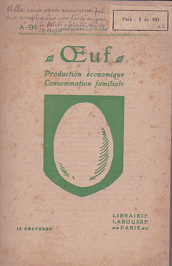 Oeuf. Production économique. Consommation familiale