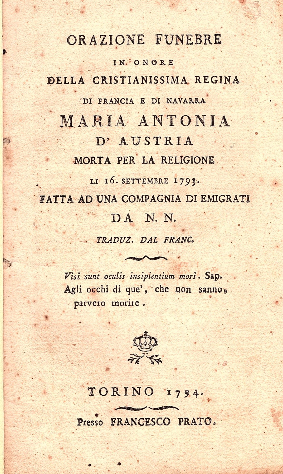 Orazione funebre in onore della cristianissima regina di Francia e …